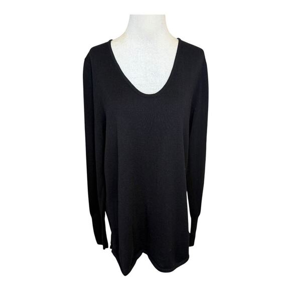 NIC+ZOE Women's Black Knit Pullover Sweater Size Petite Large Scoop Neck‎ NWOT - Picture 1 of 8
